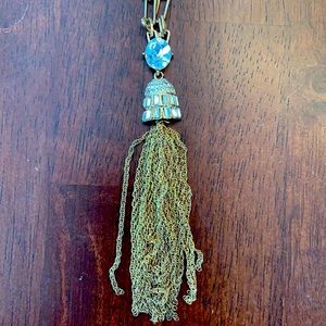 Gold & faux gem pendant necklace